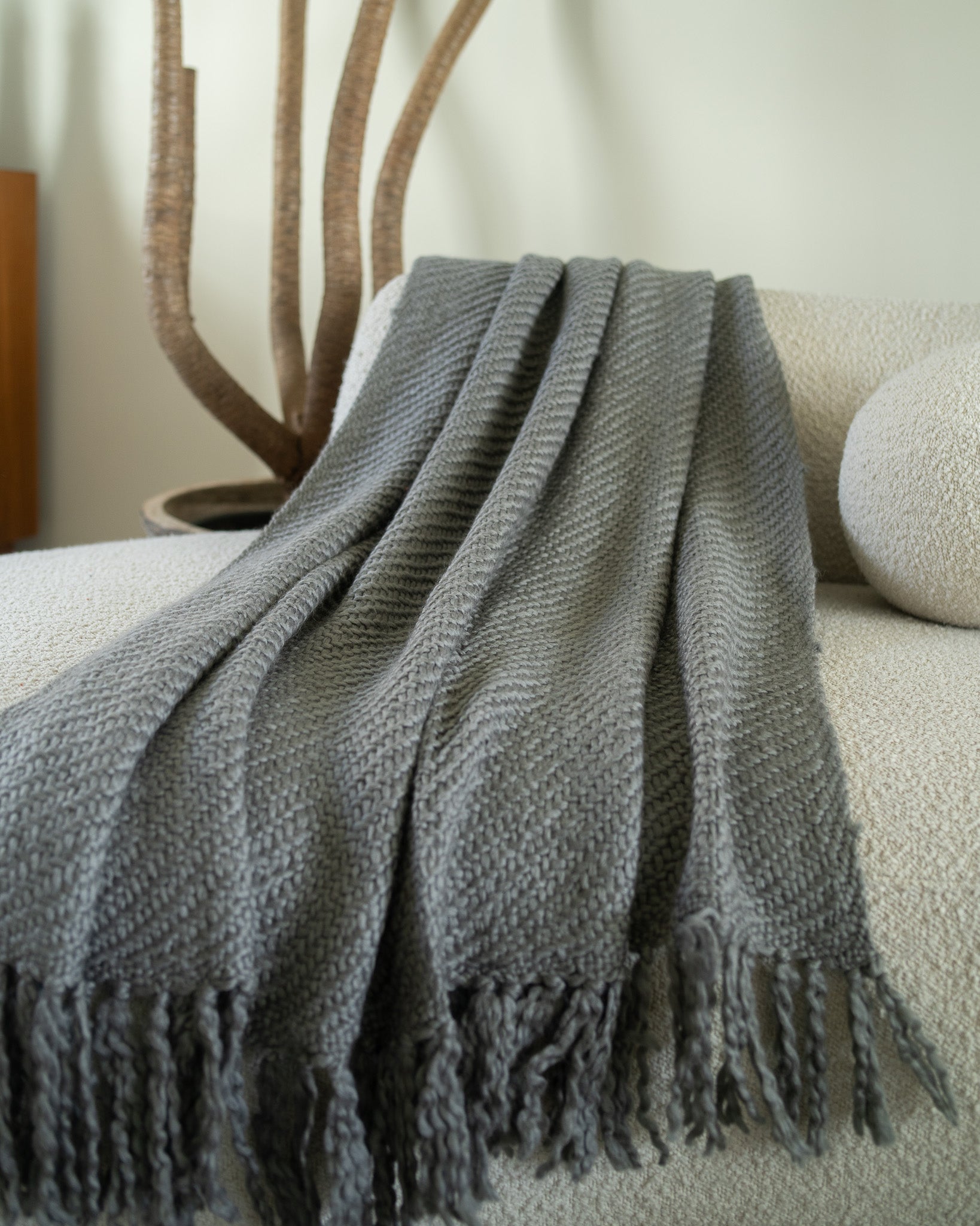 Knit Blanket Charcoal Grey Throws For Sofas Acrylic Grey Chunky