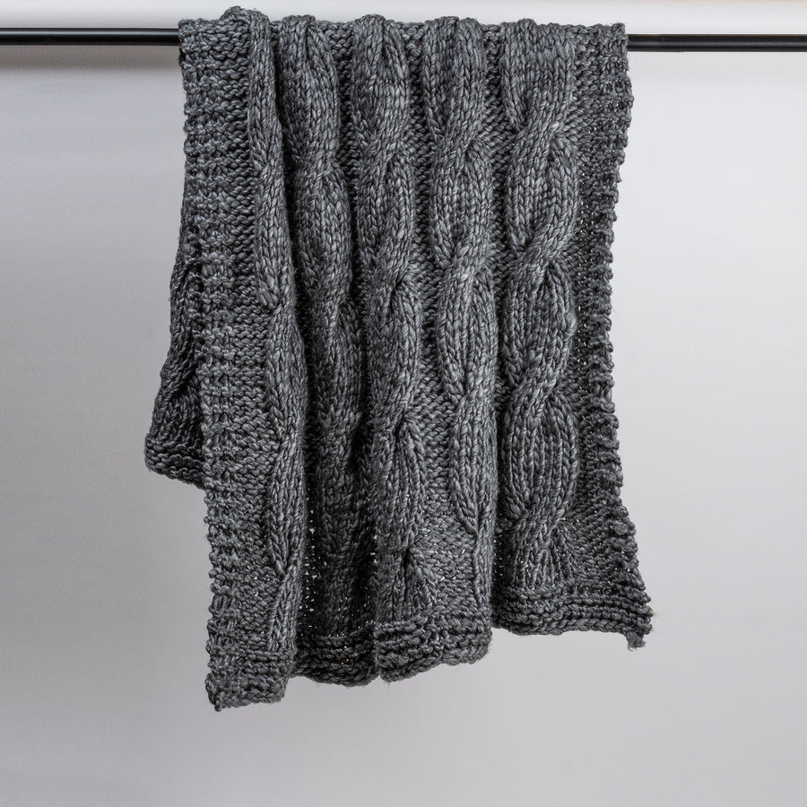Grey Cable Knitted Throw