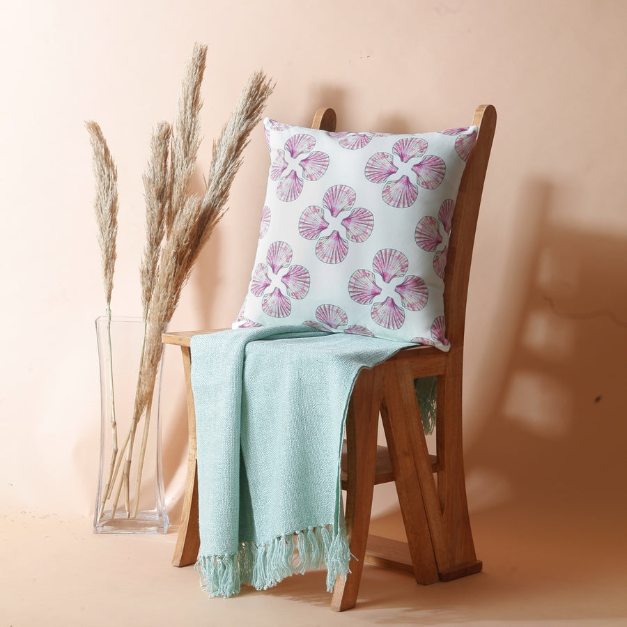 Sea Scallop Printed Pink Cushion Cover - Water and Sun Resistant
