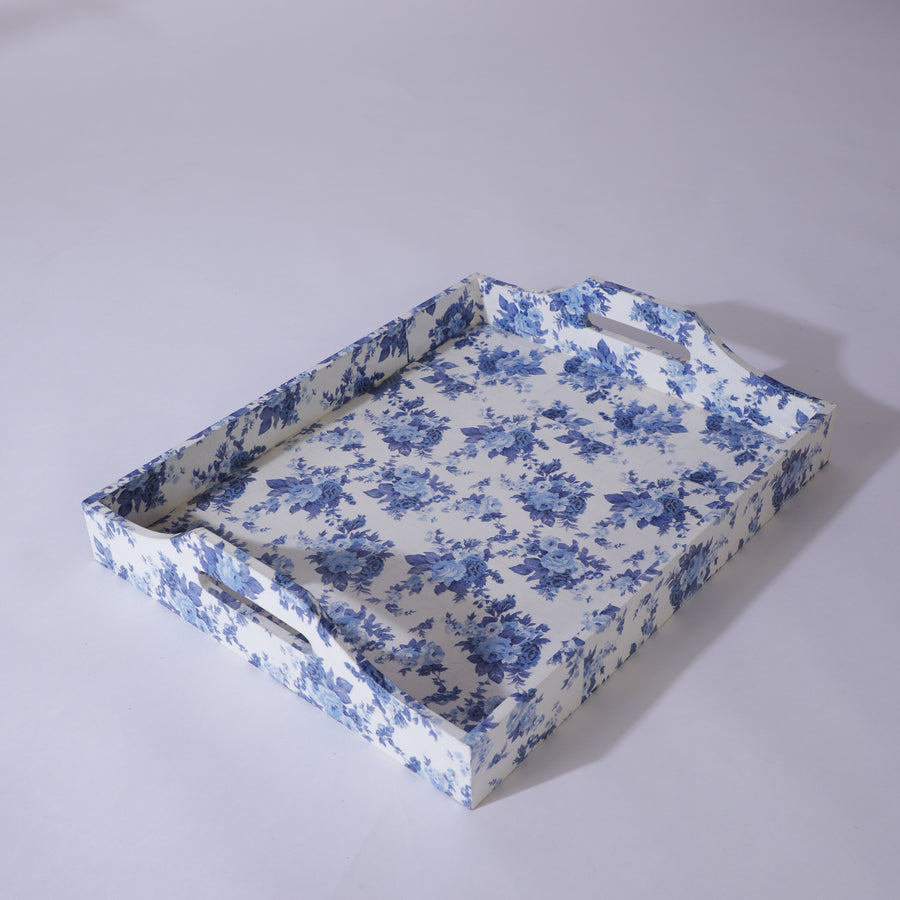 SERVING TRAY English Blue Rose
