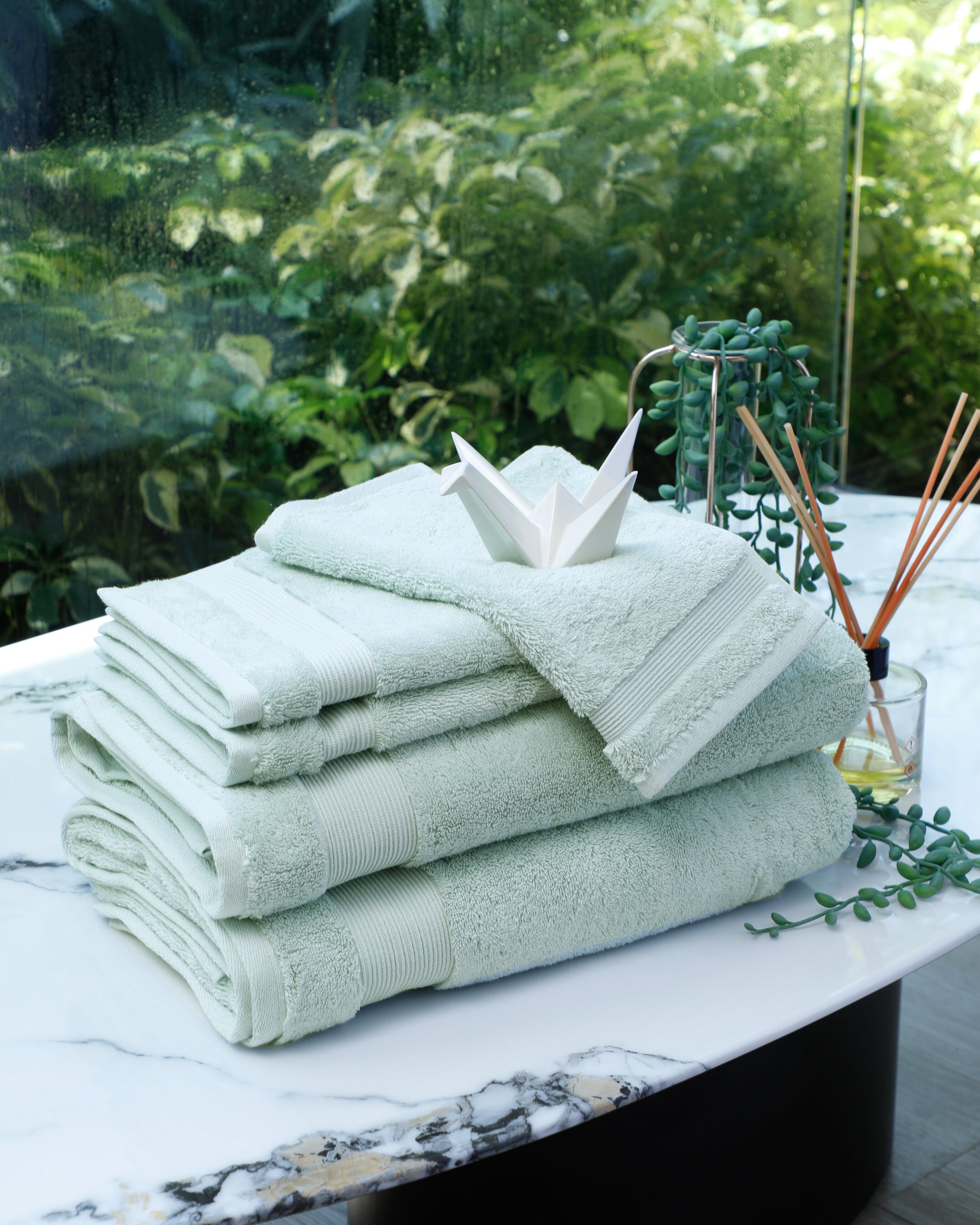 Green sale bath towels