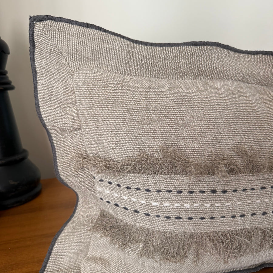 Jute Fringe Cushion Cover