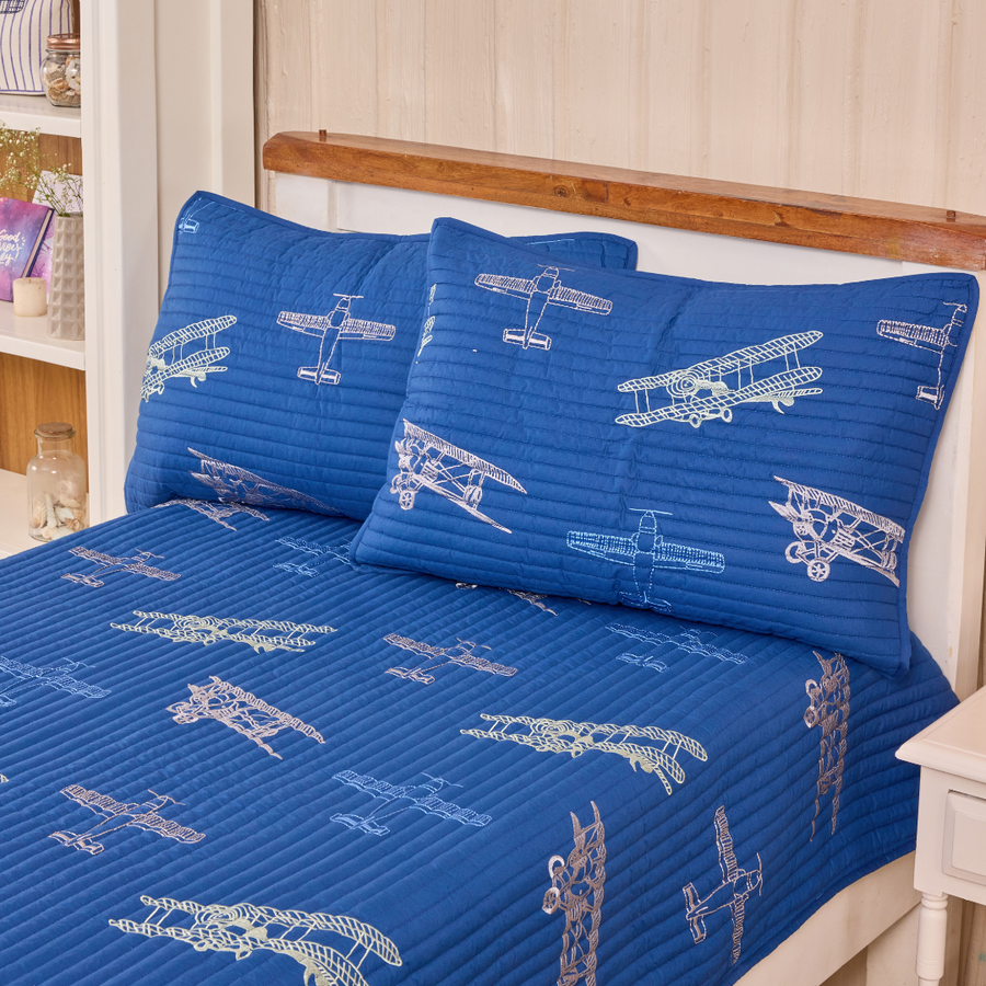 Fly Away With Me Navy Blue Bedspread Set