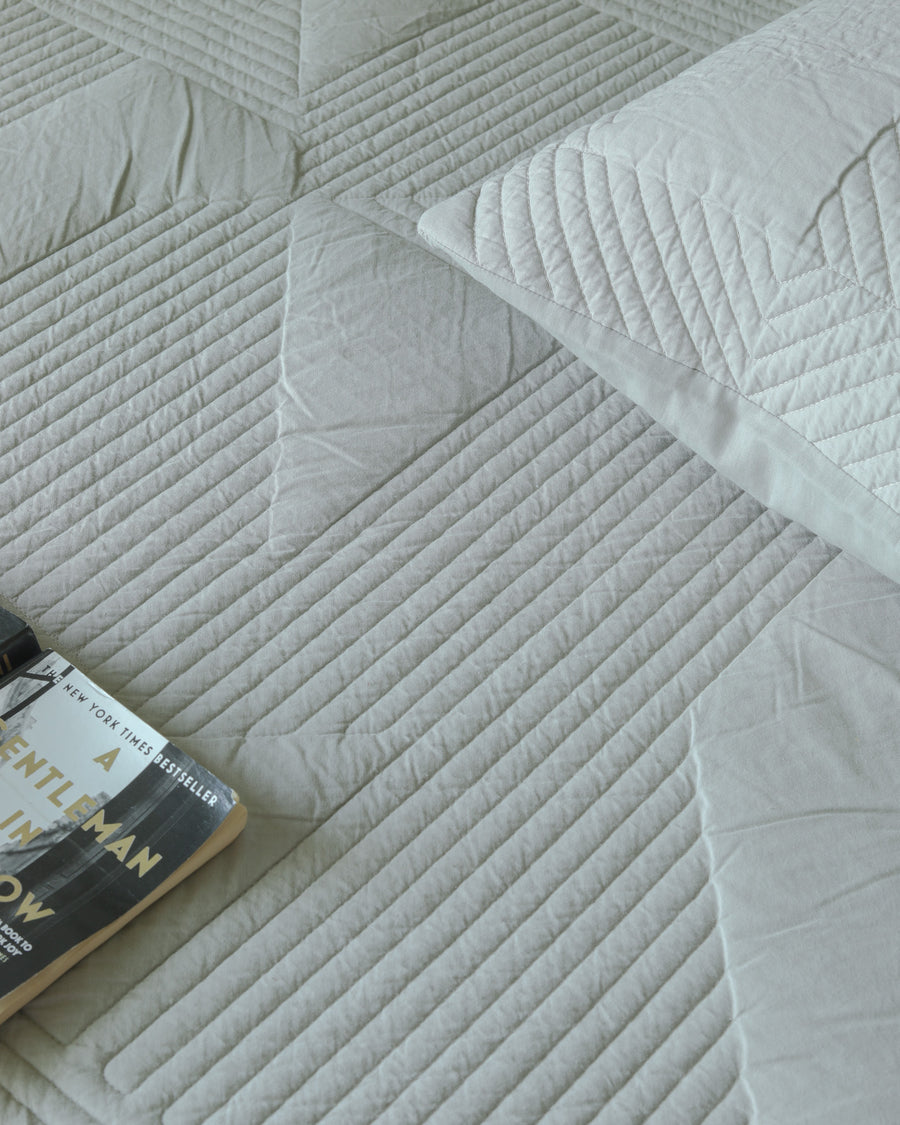 Ridge Grey Quilted Bedspread  / Coverlet Set