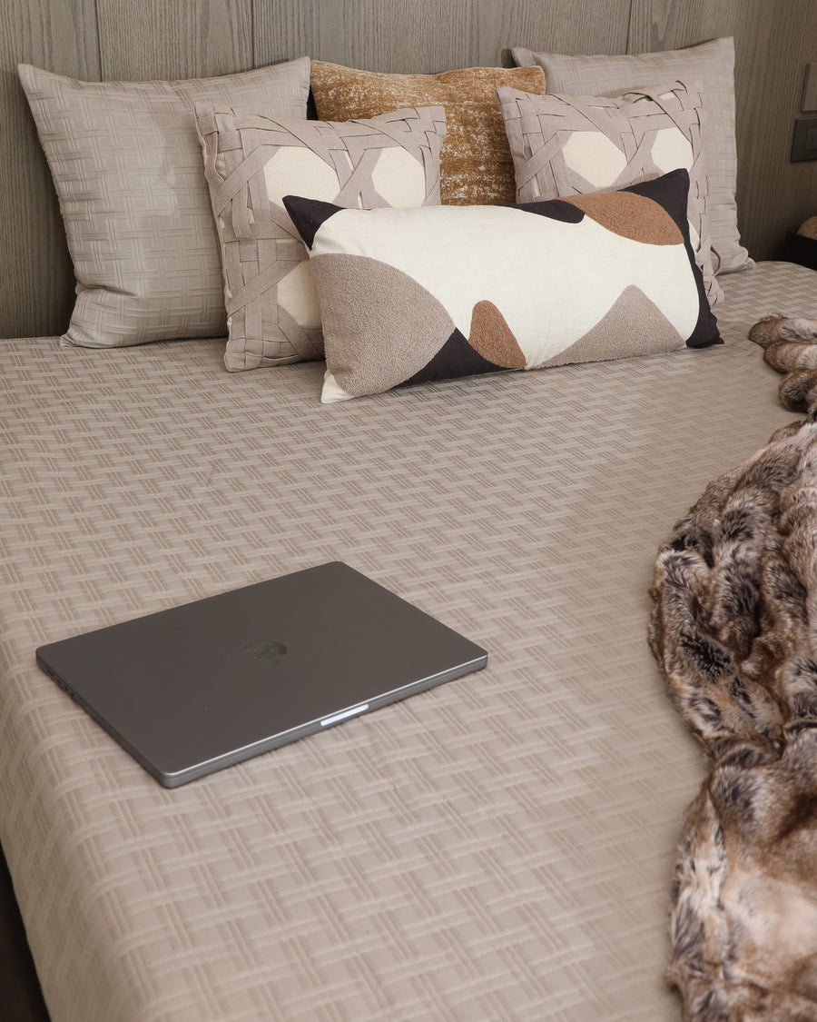 Gridloc Taupe Bedspread Set