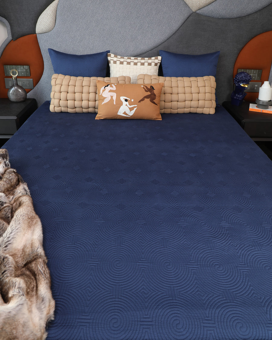 Ripple Navy Bedspread Set