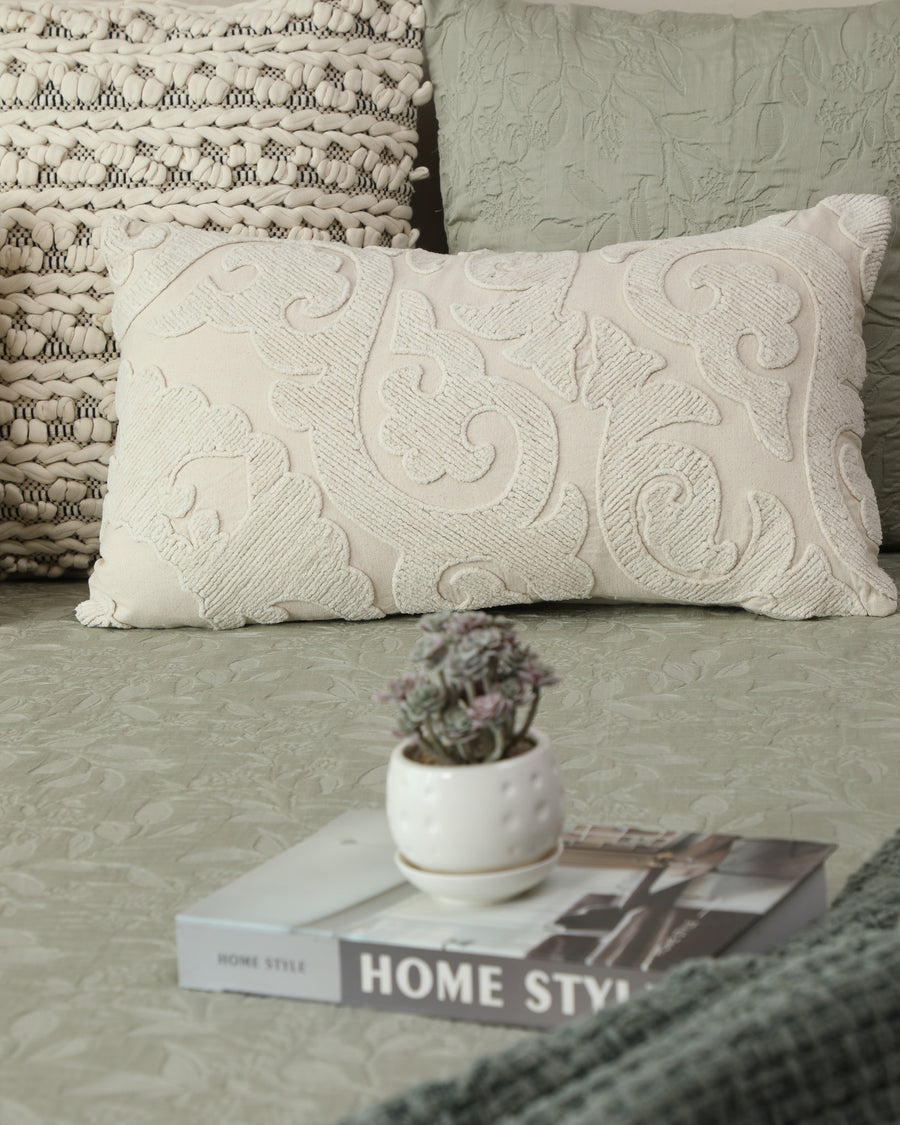 Self Etched Cream Cushion Cover