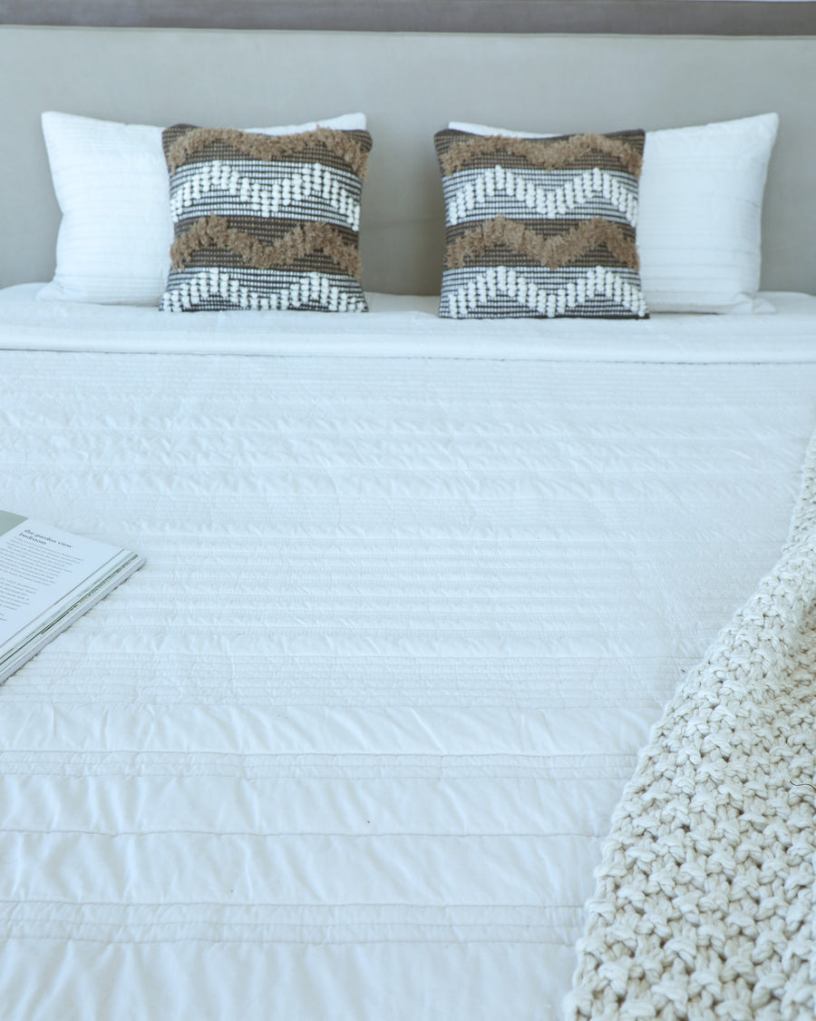 Tracker Cream Quilted Bedspread  / Coverlet Set