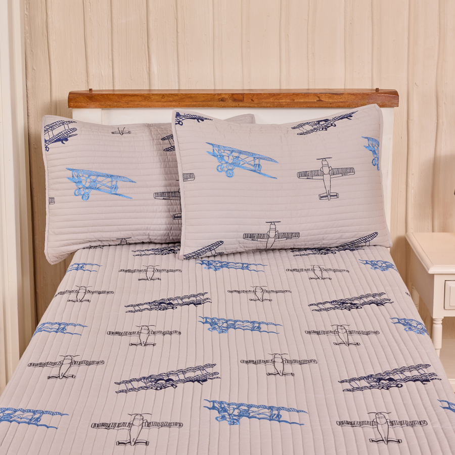 Fly Away With Me Space Grey Bedspread Set