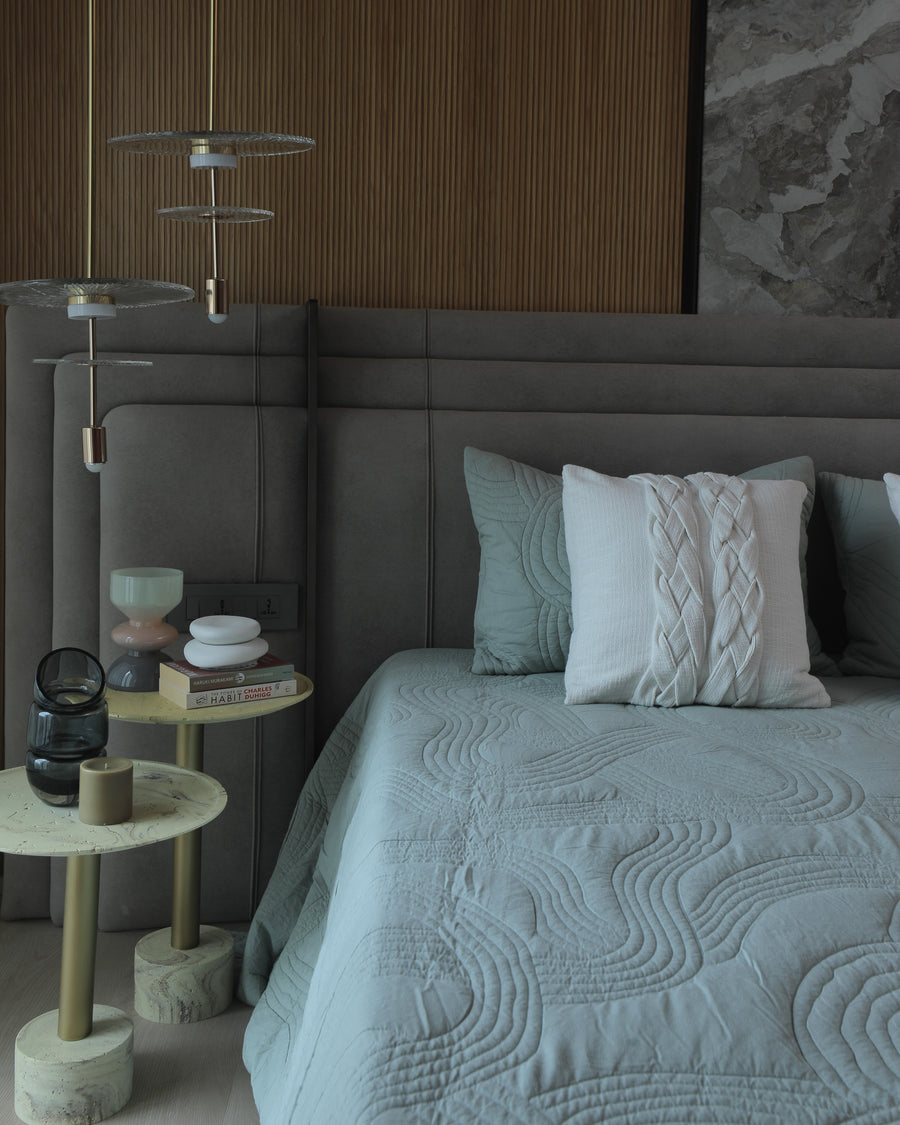 Shore Aqua Grey Quilted Bedspread  / Coverlet Set
