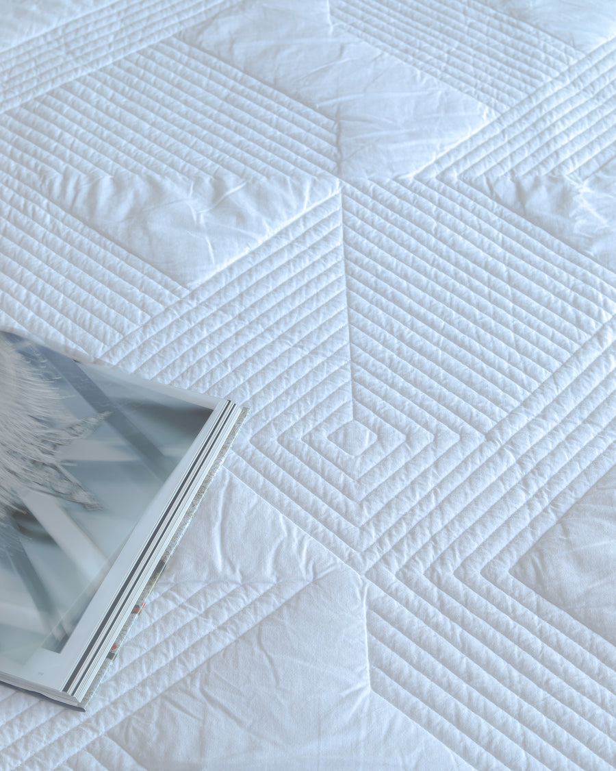 Ridge White Quilted Bedspread  / Coverlet Set