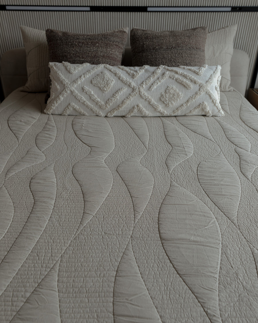 Etch Taupe Quilted Bedspread  / Coverlet Set