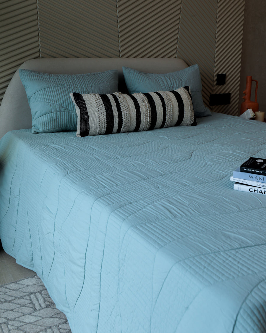 Etch Clay Blue Quilted Bedspread  / Coverlet Set