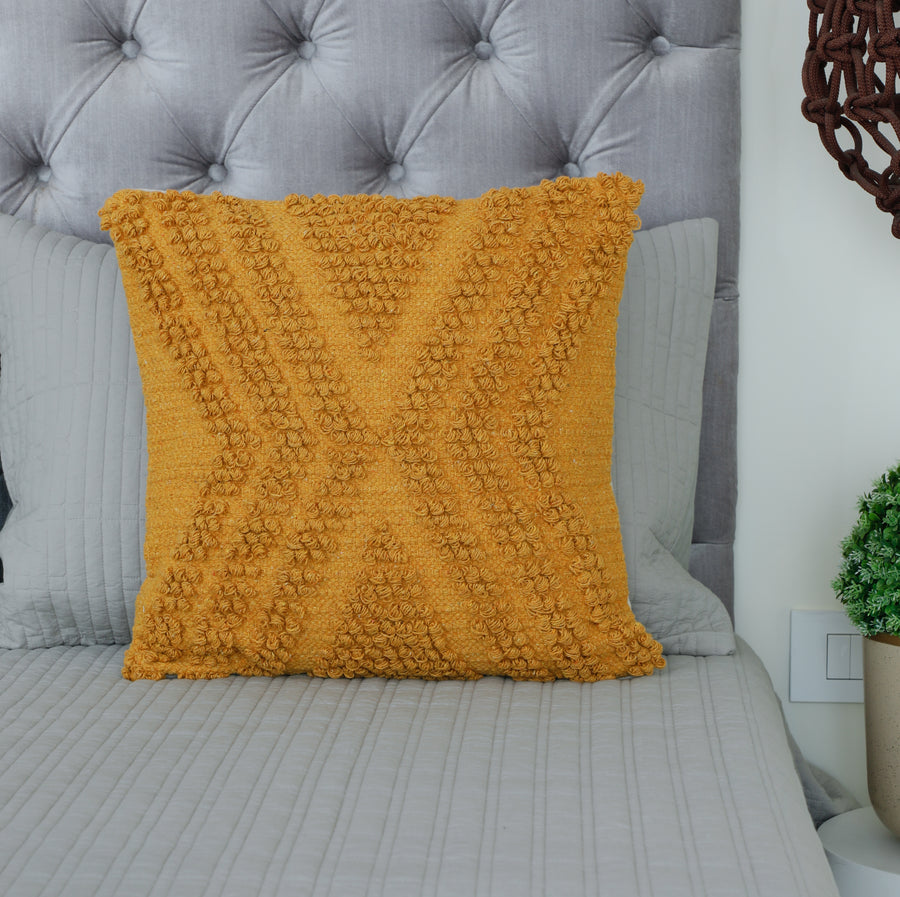 Bright Mustard Swirled Cushion Cover