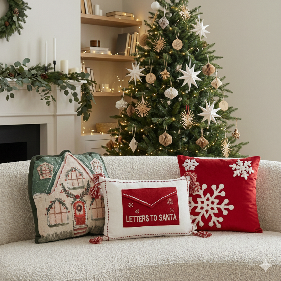 Winter cottage Cushion