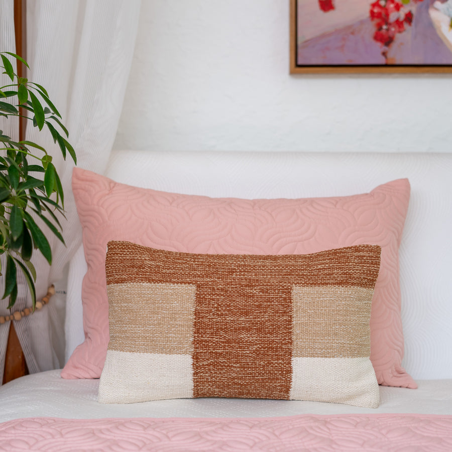 Peachy sunrise Lumbar Cushion Cover