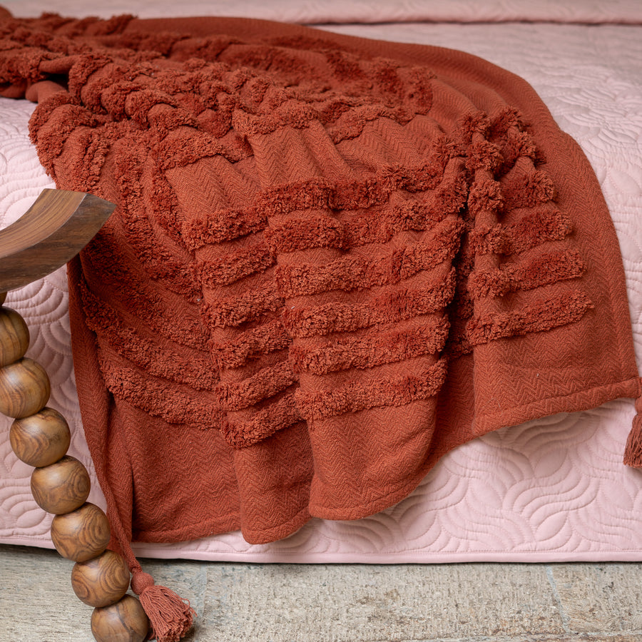 Terracotta Tufted Throw