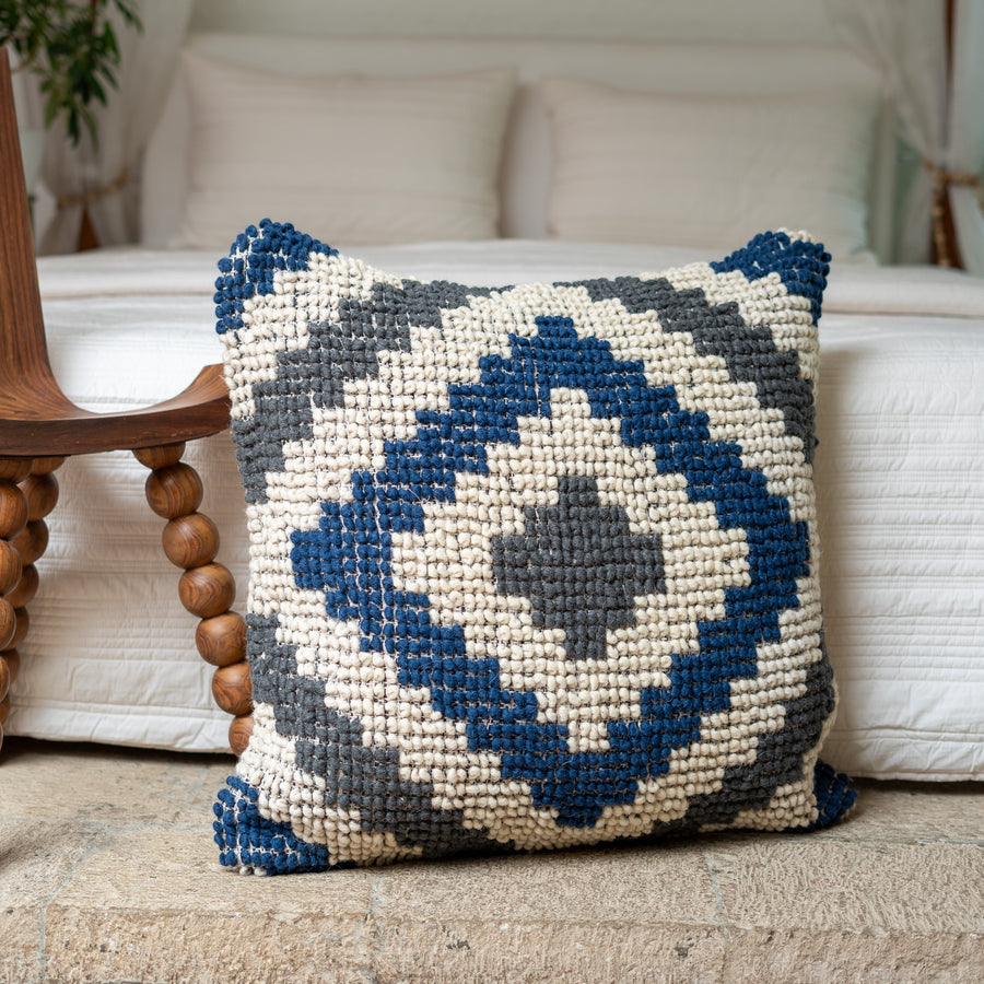 Oversized Knotted Navy Cushion Cover