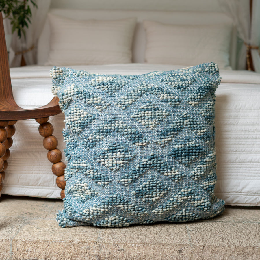 Oversized Knotted Cerulean Cushion Cover