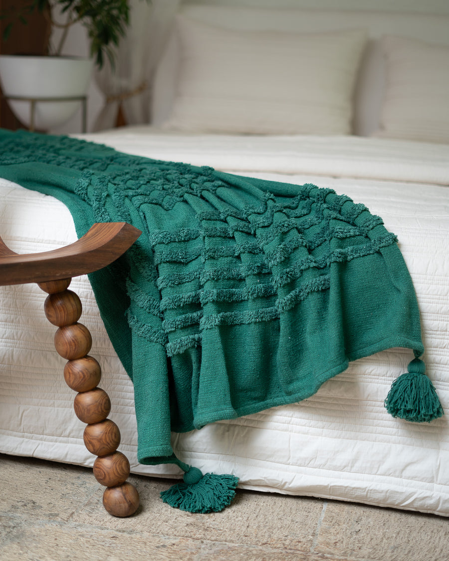 Tufted Throw Green Blue Throw Blanket Buy Eyda Aqua Blue Hand