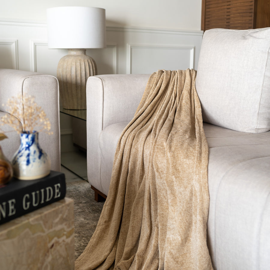 Beige Chenille Throw