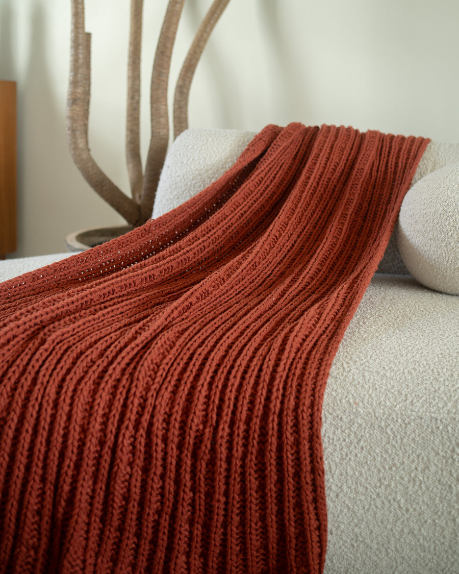 Hygge Knitted Rust - Reversible Throw