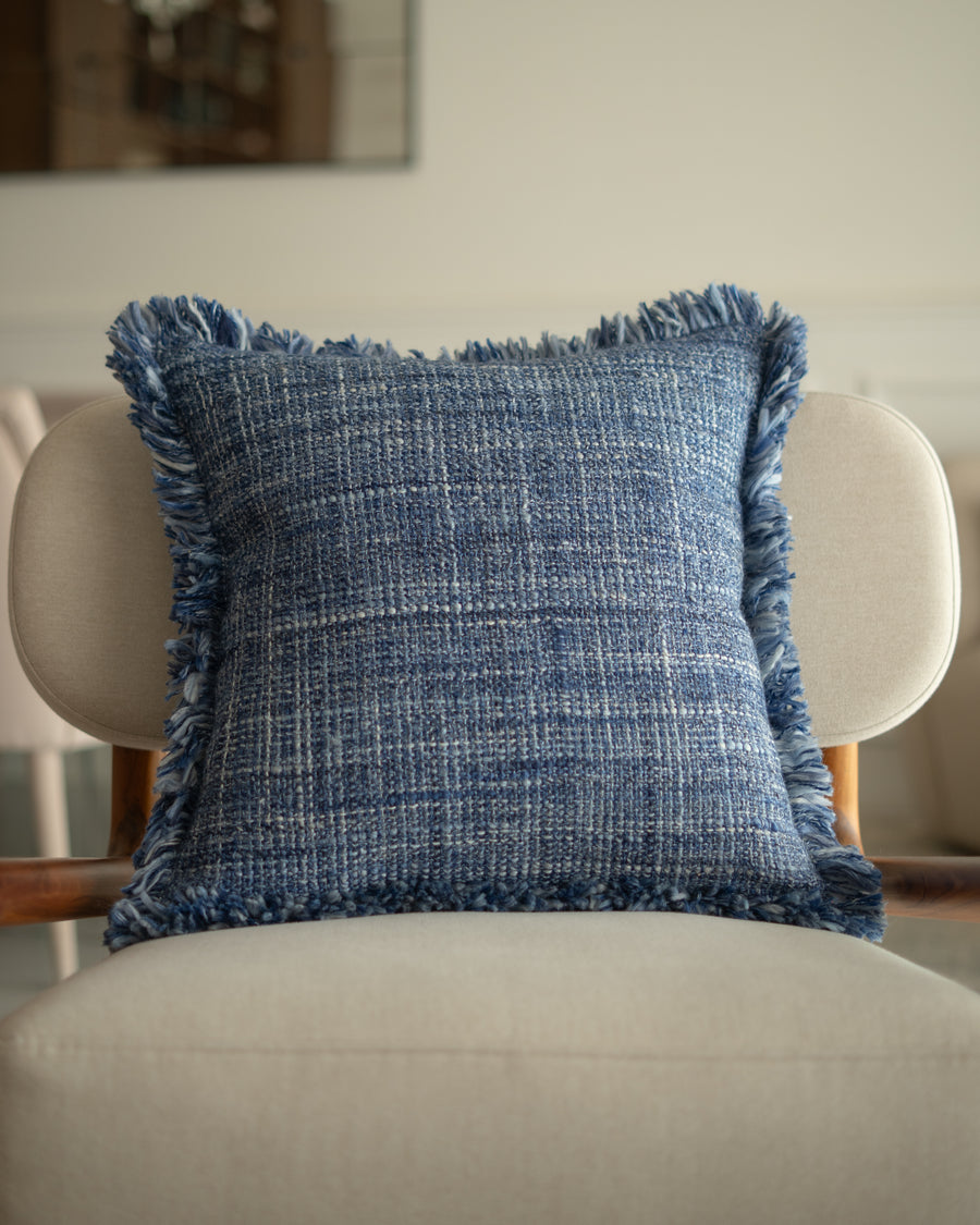 Blue melange fray Cushion cover