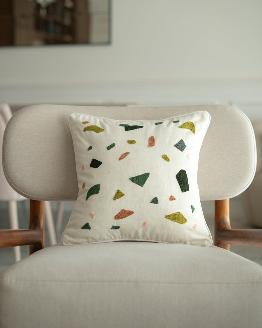 Embroidered terrazzo Cushion Cover