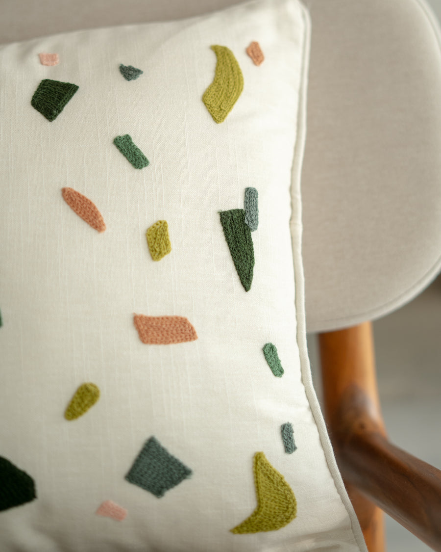 Embroidered terrazzo Cushion Cover