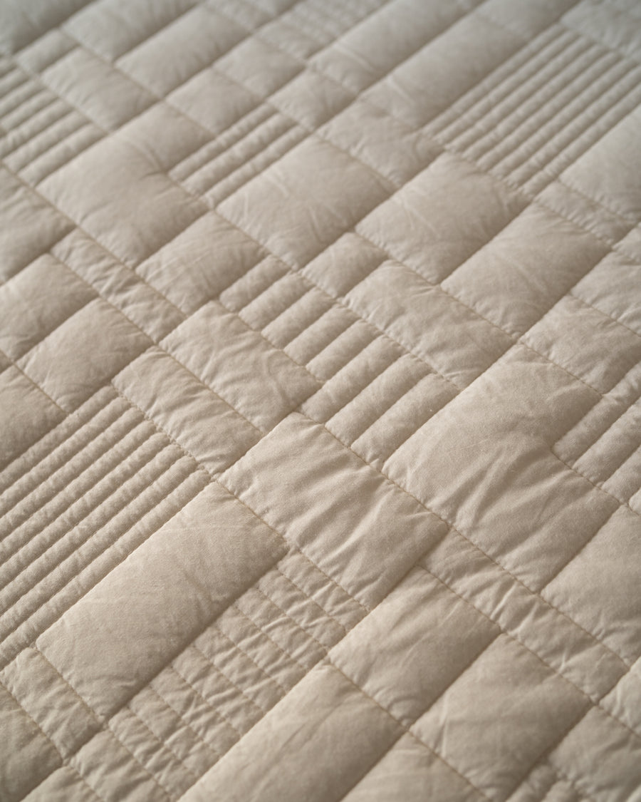 Tectonic Cream Quilted Bedspread  / Coverlet Set