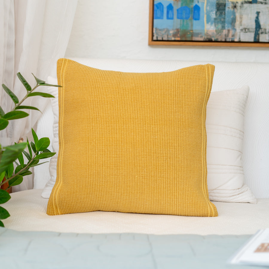 Mustard petite rib Cushion Cover