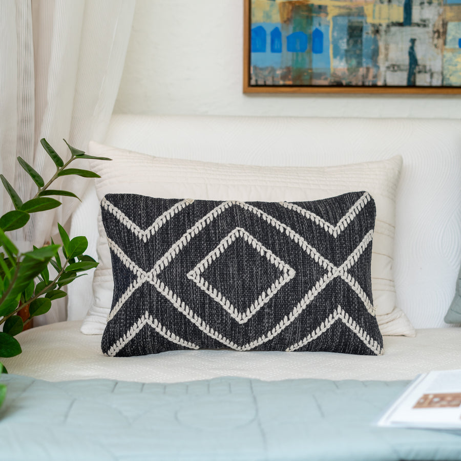 Monochrome Thick Stitch Cushion Cover