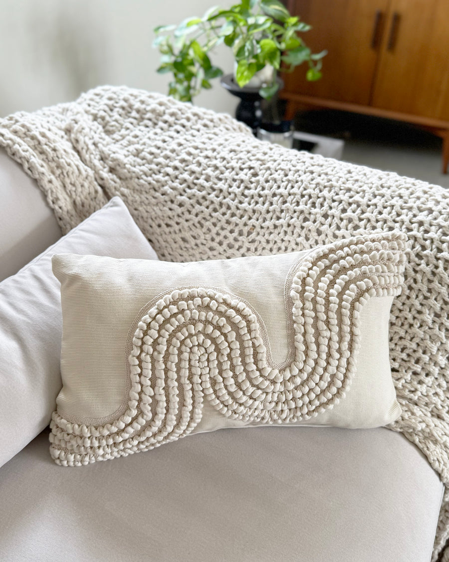 Cream Country wave Cushion Cover