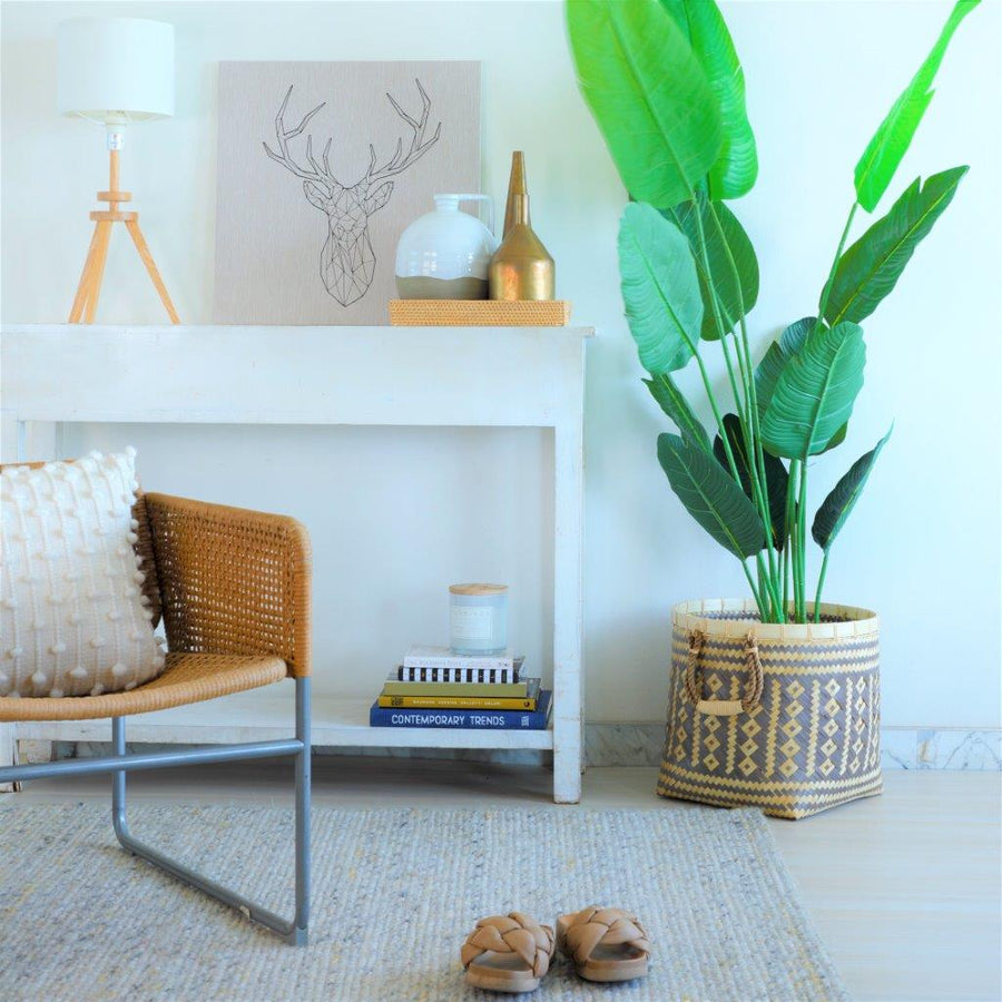 BAMBOO OPEN ROUND LAUNDRY BASKET - NATURAL BROWN