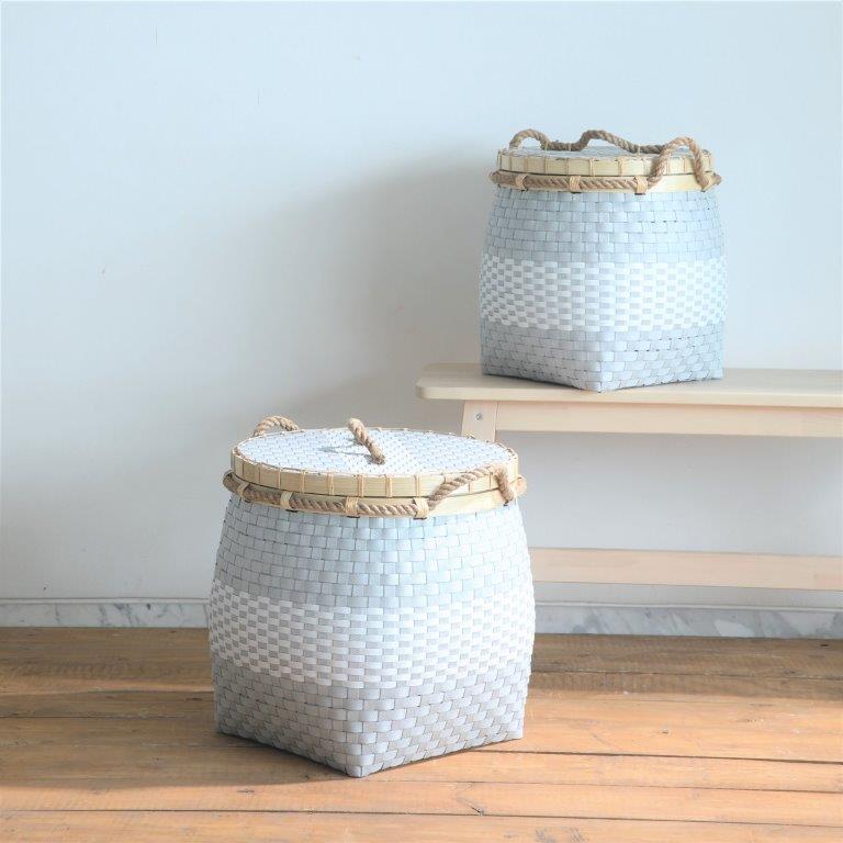 Tokyo Grey White Basket Small