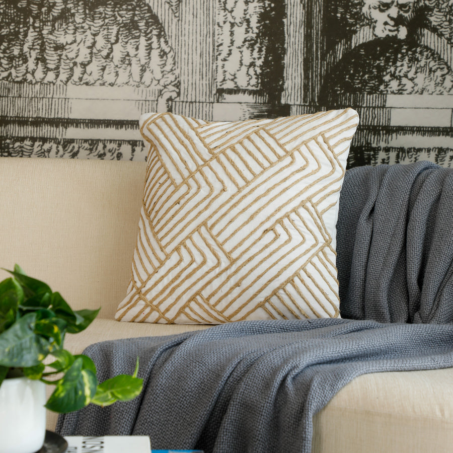 Jute Maze Cushion Cover