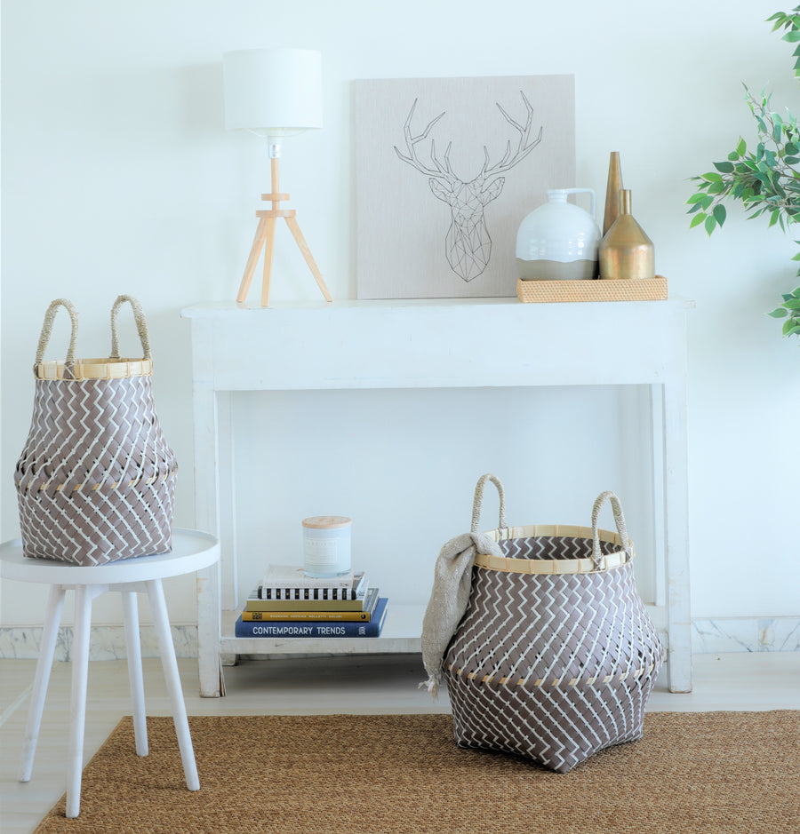 Belly Laundry Brown White Basket Small