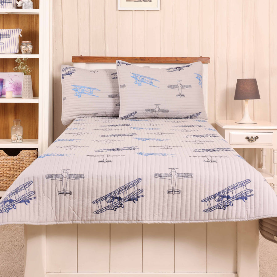 Fly Away With Me Space Grey Bedspread Set