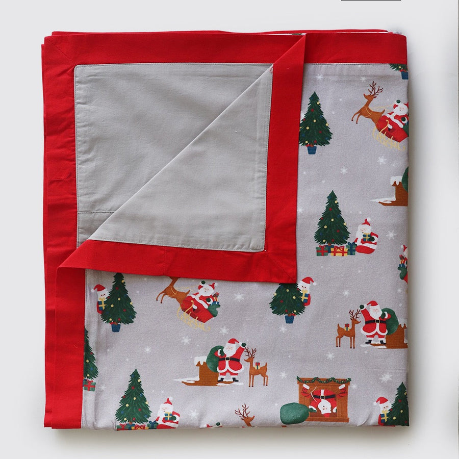 Santa At Home (Grey) Reversible Duvet (Dohar)