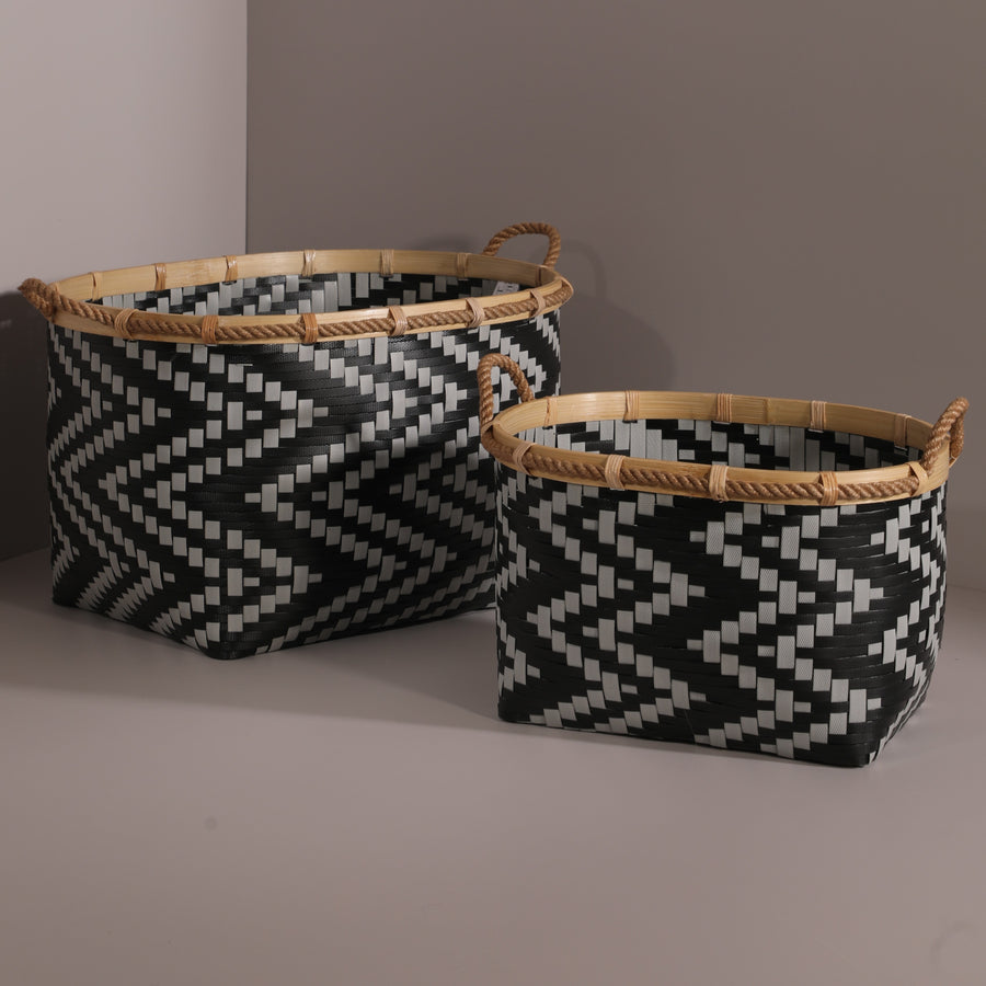 Bamboo Container Bodrum Black Basket - Medium