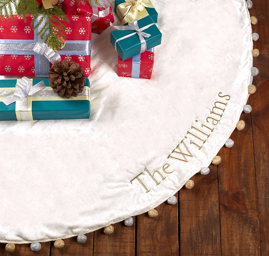 Pom Pom Tree Skirt (Ivory/Gold)