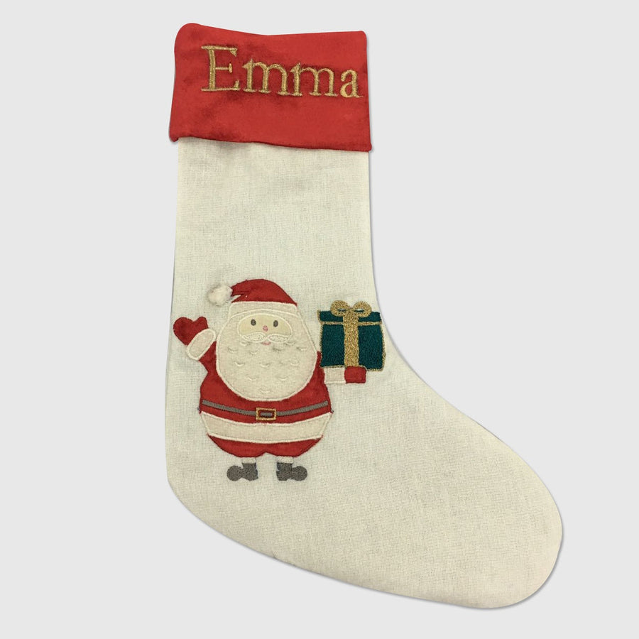 Santa Linen Mini Stocking