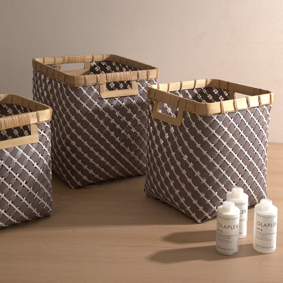 Bamboo Square Storage Bin Brown Mediim