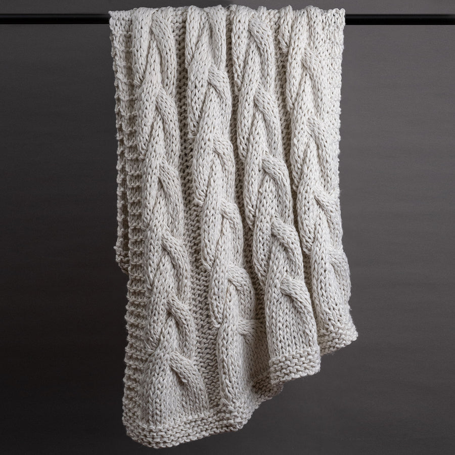 French Braid Hand Knitted Throw
