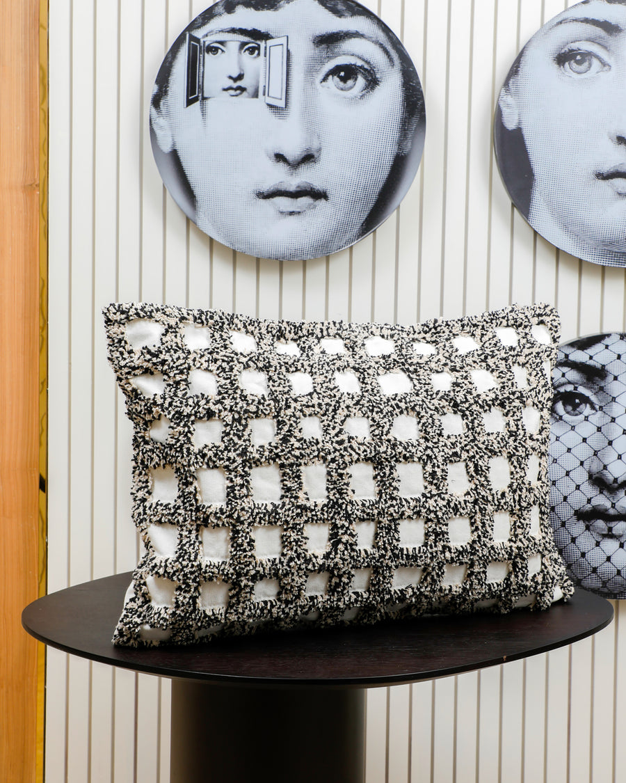 Checkered Mono Tuft Cushion Cover