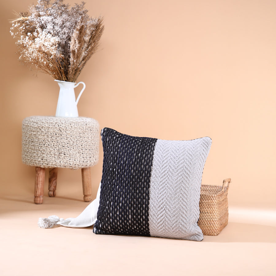 Hand Knit Monochrome Cushion Cover