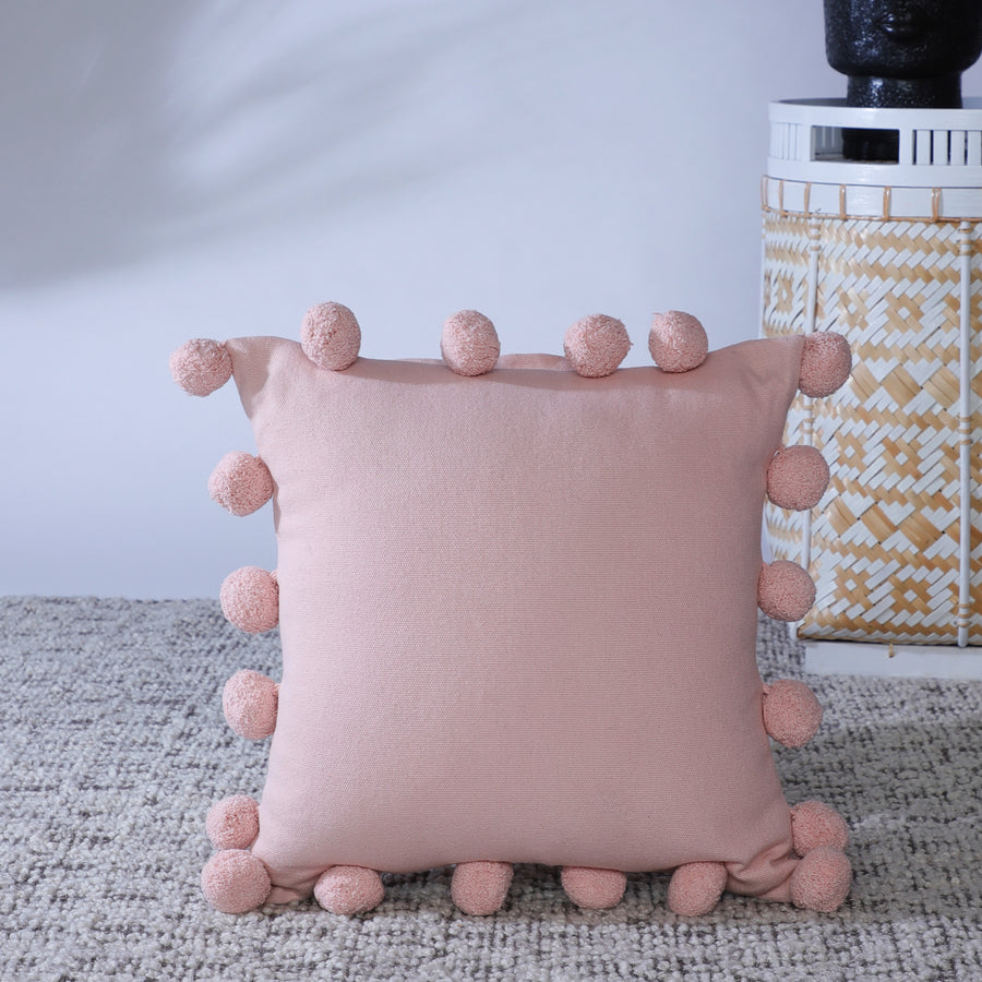 Solid Pom Pom Pale Pink  Cushion Cover