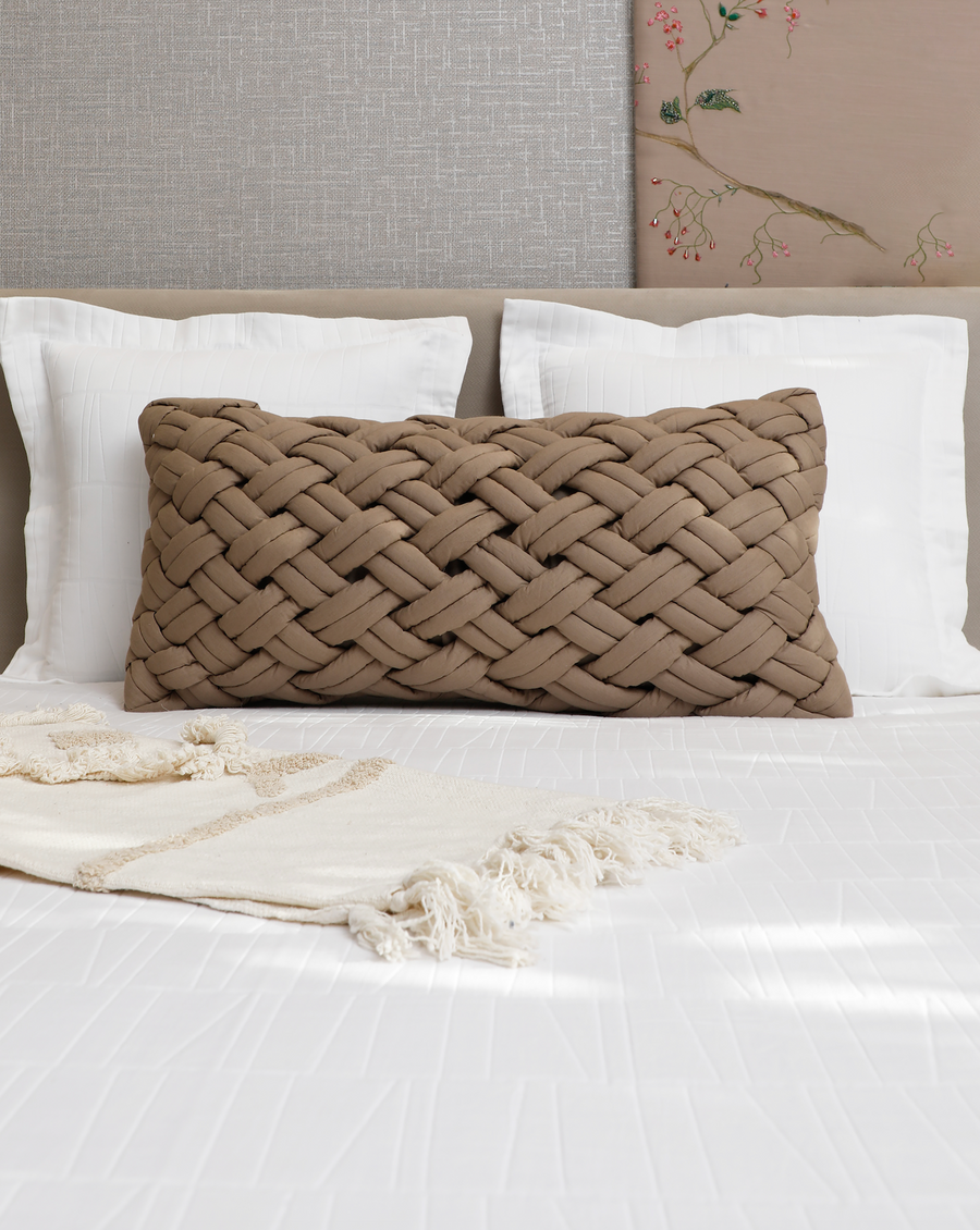 Acolcha Cross Taupe Cushion Cover