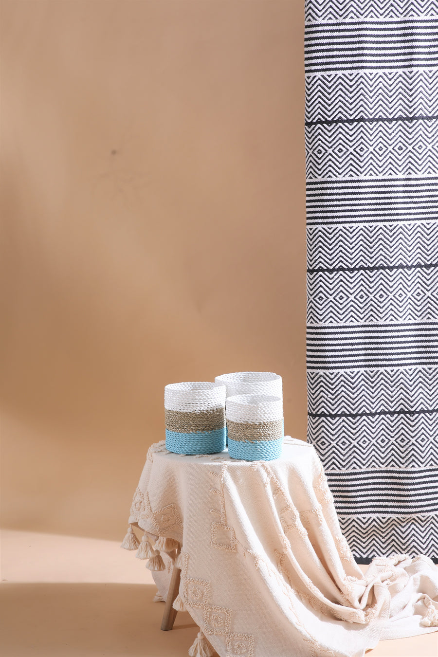 SEA WEED MINI BASKET BLUE WHITE MEDIUM