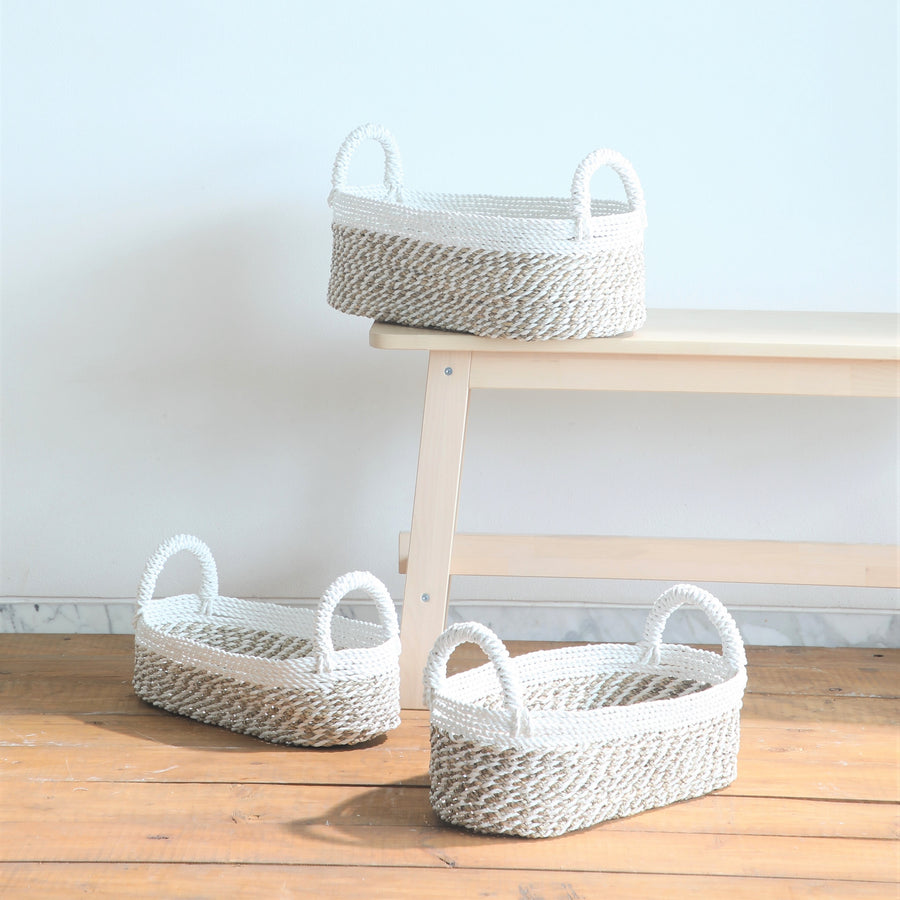 SEA WEED NESTING BASKET OVAL - NATURAL WHITE - LARGE